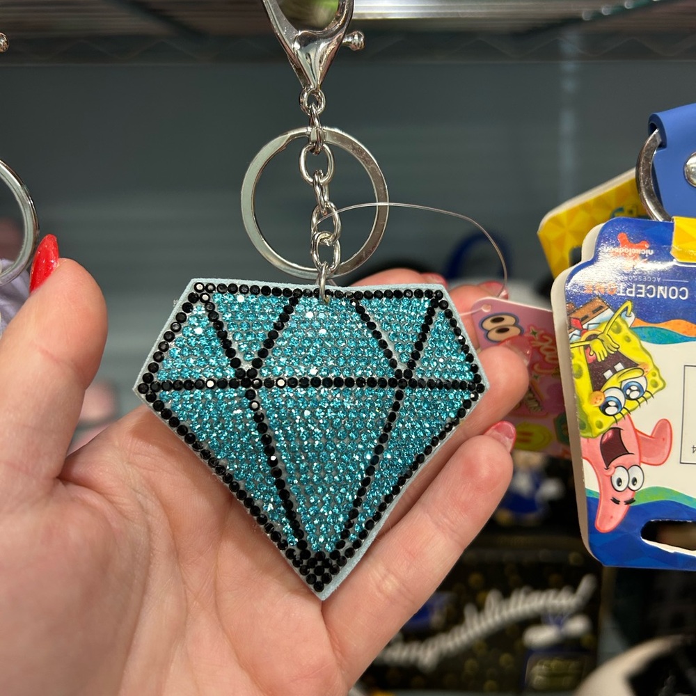 Sparkling Teal Diamond bag charm